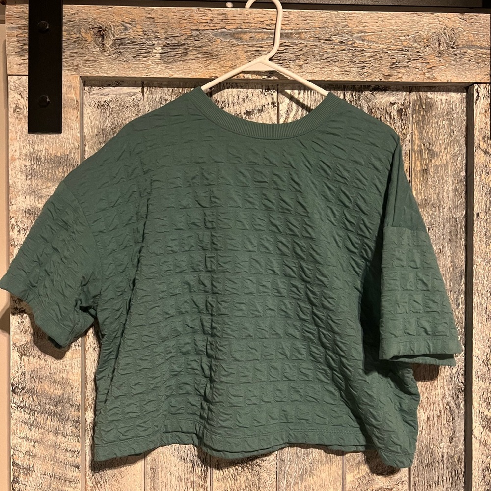 a new day Green Textured Boxy Crop Tee